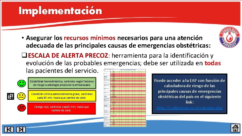 Implementación • Asegurar los recursos mínimos necesarios para una atención adecuada de las principales