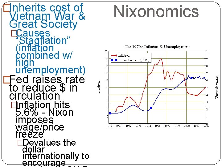 �Inherits cost of Vietnam War & Great Society �Causes “Stagflation” (inflation combined w/ high