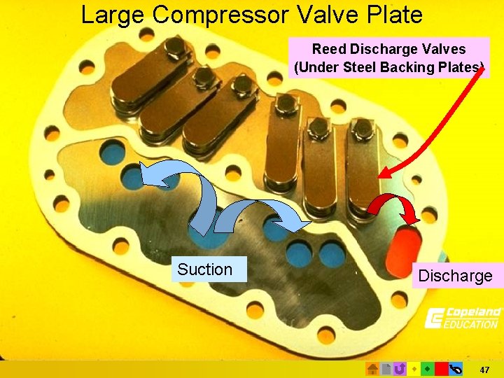 Large Compressor Valve Plate Reed Discharge Valves (Under Steel Backing Plates) Suction Discharge 47 Large Compressor Valve Plate Reed Discharge Valves (Under Steel Backing Plates) Suction Discharge 47