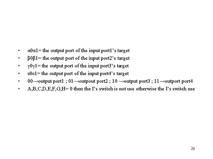  • • • α 0α 1= the output port of the input port