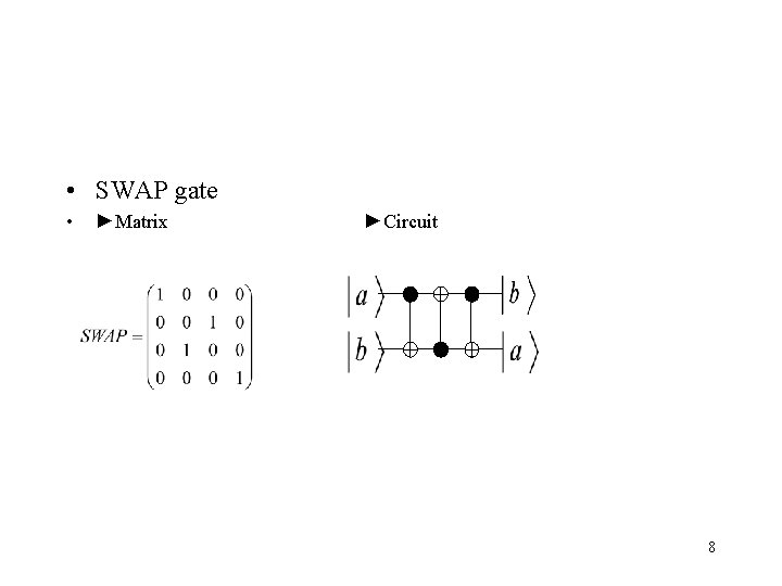  • SWAP gate • ►Matrix ►Circuit 8 