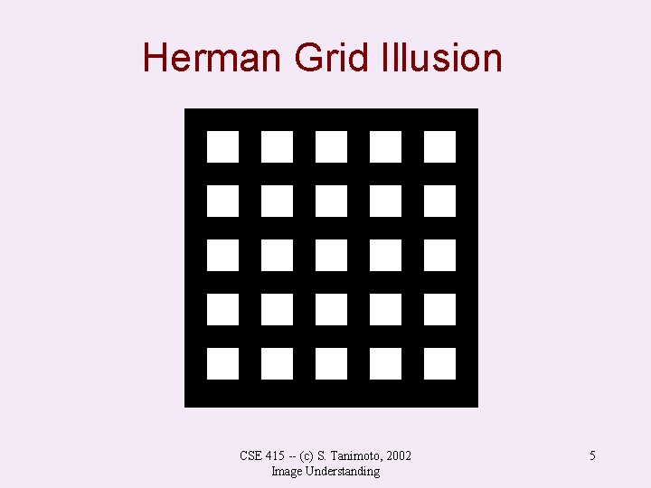 Herman Grid Illusion CSE 415 -- (c) S. Tanimoto, 2002 Image Understanding 5 