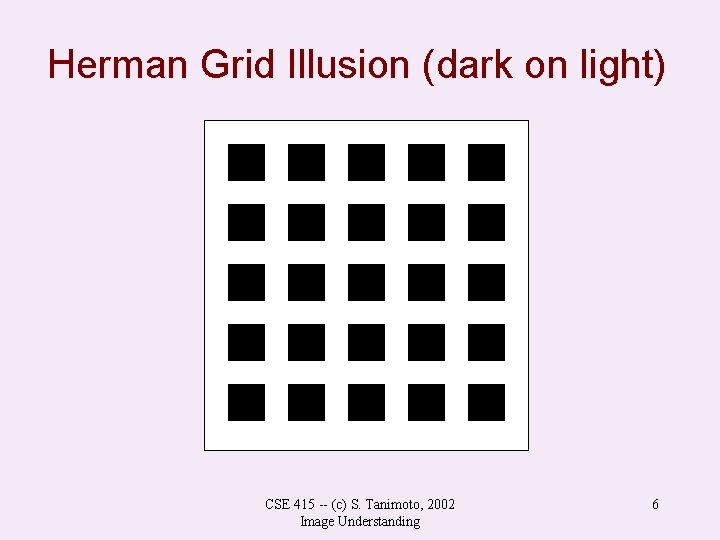 Herman Grid Illusion (dark on light) CSE 415 -- (c) S. Tanimoto, 2002 Image