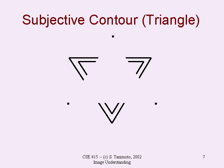 Subjective Contour (Triangle) CSE 415 -- (c) S. Tanimoto, 2002 Image Understanding 7 
