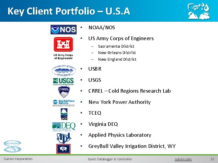 Key Client Portfolio – U. S. A • NOAA/NOS • US Army Corps of