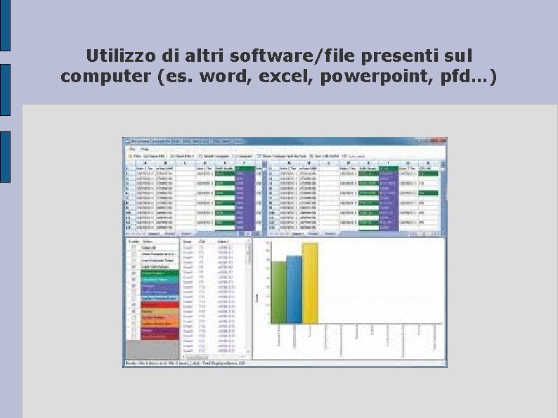 Utilizzo di altri software/file presenti sul computer (es. word, excel, powerpoint, pfd…) 