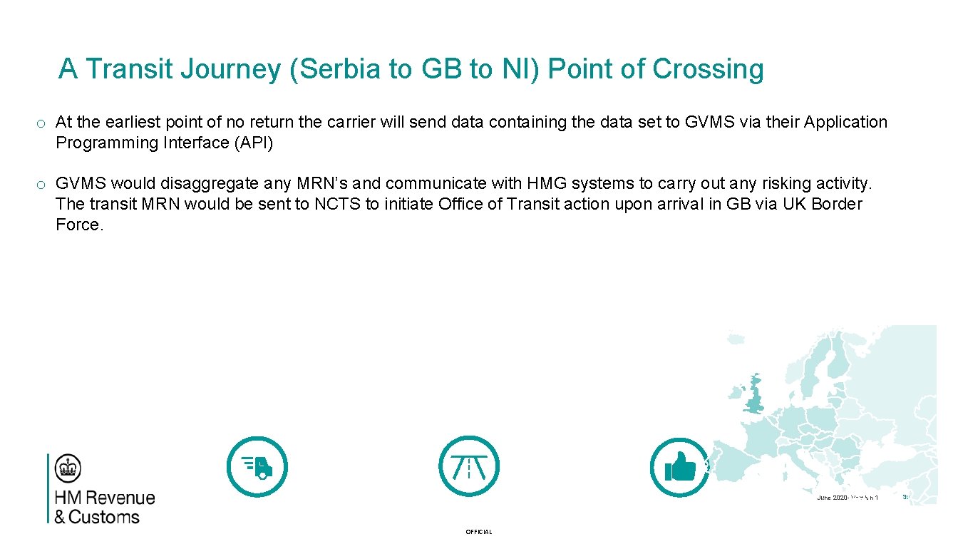 A Transit Journey (Serbia to GB to NI) Point of Crossing o At the