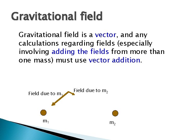 Gravitational field is a vector, and any calculations regarding fields (especially involving adding the