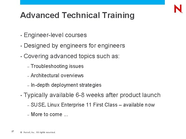 Advanced Technical Training • Engineer-level courses • Designed by engineers for engineers • Covering