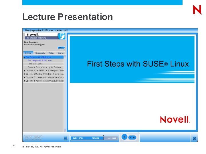 Lecture Presentation 33 © Novell, Inc. All rights reserved. 