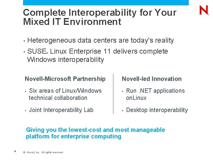 Complete Interoperability for Your Mixed IT Environment • Heterogeneous data centers are today's reality