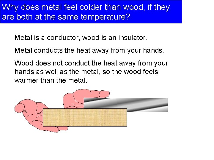 Why does metal feel colder than wood, if they are both at the same