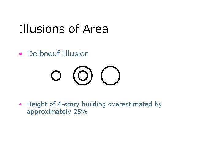 Illusions of Area • Delboeuf Illusion • Height of 4 -story building overestimated by