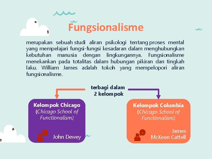 Fungsionalisme merupakan sebuah studi aliran psikologi tentang proses mental yang mempelajari fungsi-fungsi kesadaran dalam