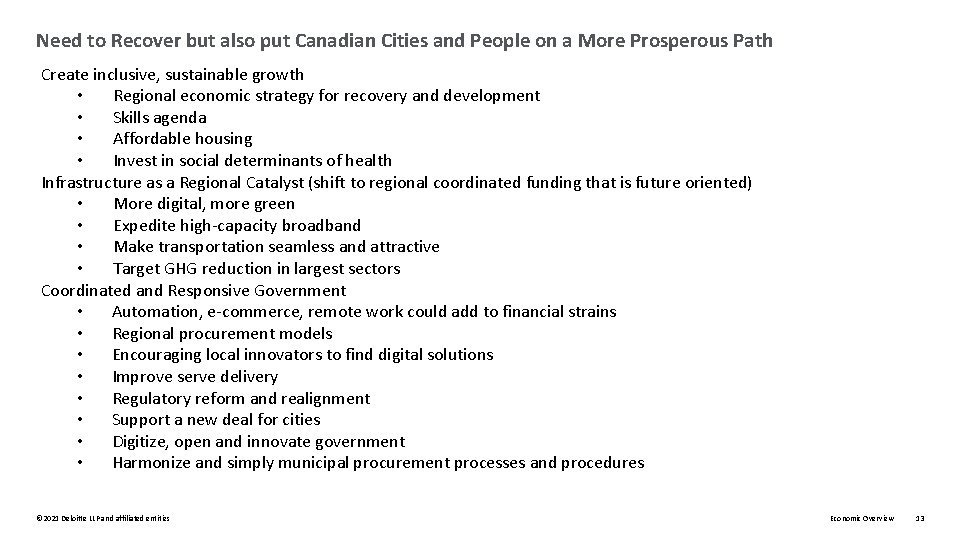 Need to Recover but also put Canadian Cities and People on a More Prosperous