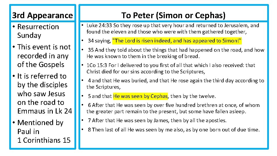 3 rd Appearance • Resurrection Sunday • This event is not recorded in any