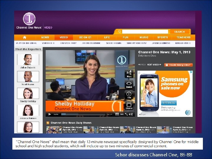 Schor discusses Channel One, 86 -88 