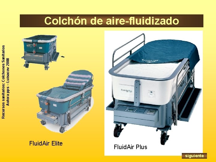 Recursos sanitarios: Colchones Sanitarios Autora pps – Luisacov 2008 Colchón de aire-fluidizado Fluid. Air