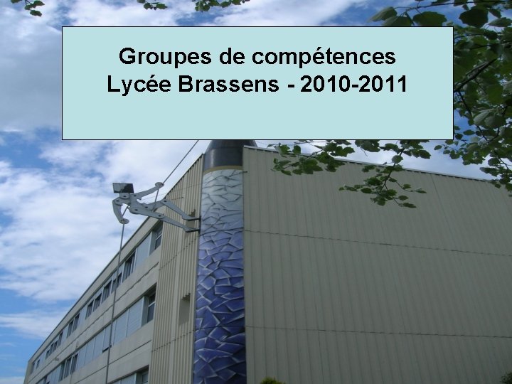 Groupes de compétences Lycée Brassens - 2010 -2011 