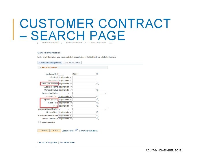 CUSTOMER CONTRACT – SEARCH PAGE ADU 7 -9 NOVEMBER 2018 