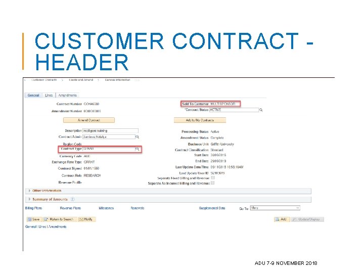 CUSTOMER CONTRACT HEADER ADU 7 -9 NOVEMBER 2018 