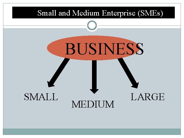Small and Medium Enterprise (SMEs) BUSINESS SMALL MEDIUM LARGE 