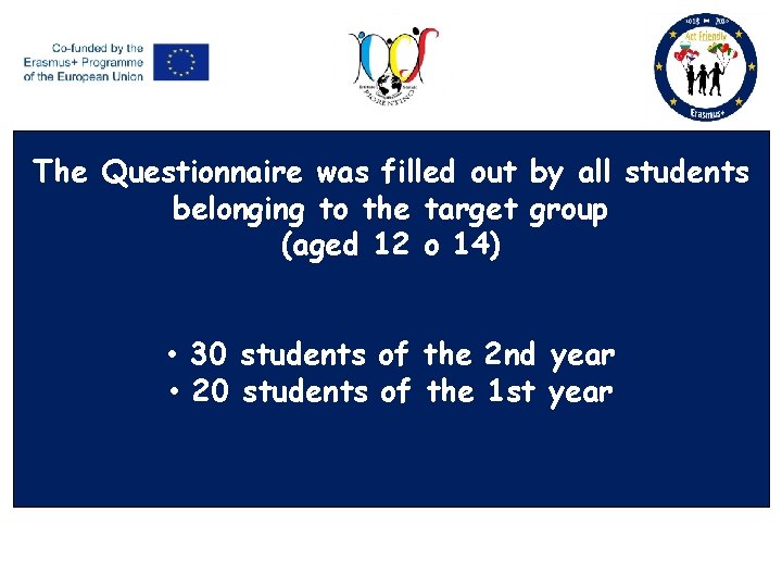 The Questionnaire was filled out by all students belonging to the target group (aged