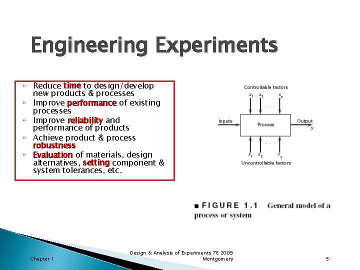 Engineering Experiments Reduce time to design/develop new products & processes Improve performance of existing