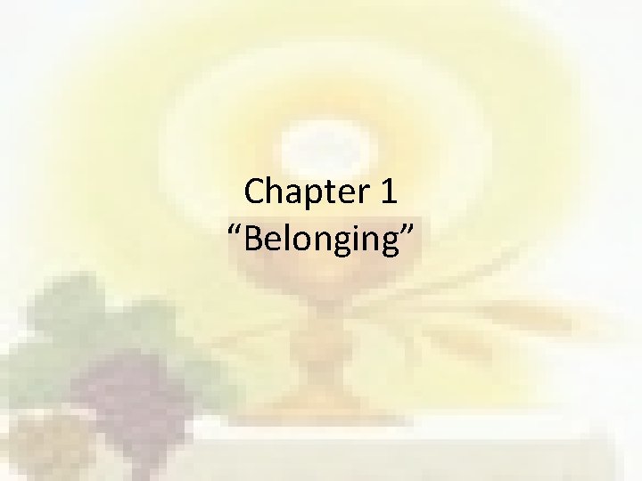 Chapter 1 “Belonging” 