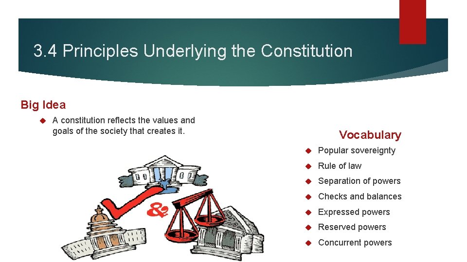 3. 4 Principles Underlying the Constitution Big Idea A constitution reflects the values and