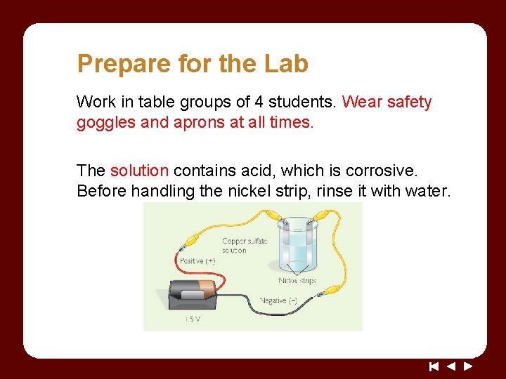 Prepare for the Lab Work in table groups of 4 students. Wear safety goggles Prepare for the Lab Work in table groups of 4 students. Wear safety goggles