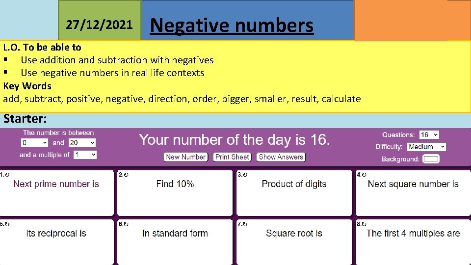 27/12/2021 Negative numbers MATHSWATCH CLIP 23, 68 GRADE 2, 3 L. O. To be