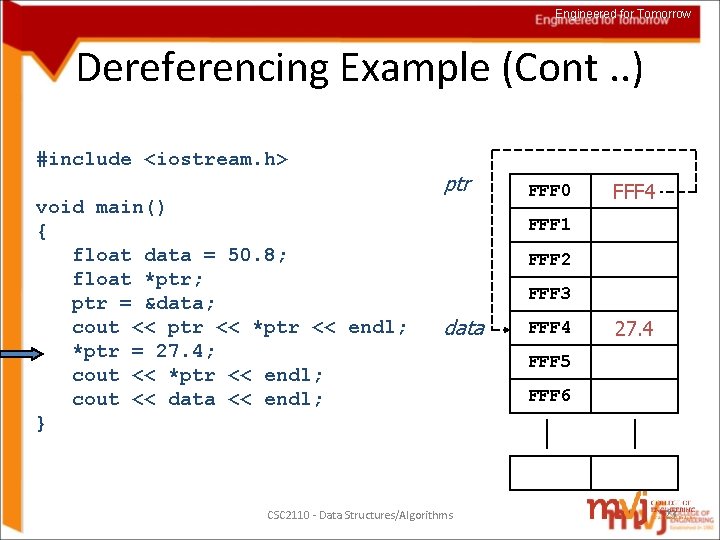 Engineered for Tomorrow Dereferencing Example (Cont. . ) #include <iostream. h> void main() {