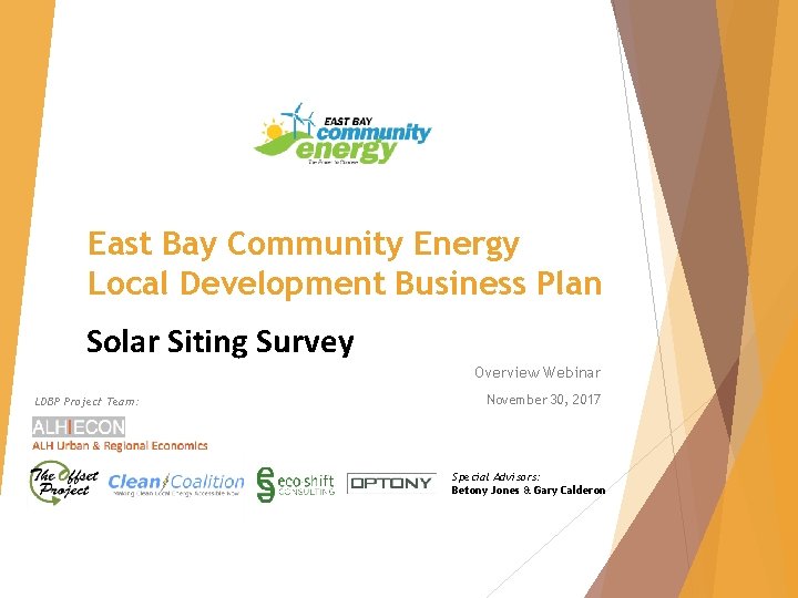 East Bay Community Energy Local Development Business Plan Solar Siting Survey Overview Webinar LDBP