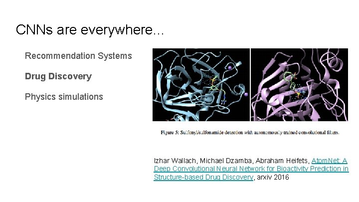 CNNs are everywhere. . . Recommendation Systems Drug Discovery Physics simulations Izhar Wallach, Michael
