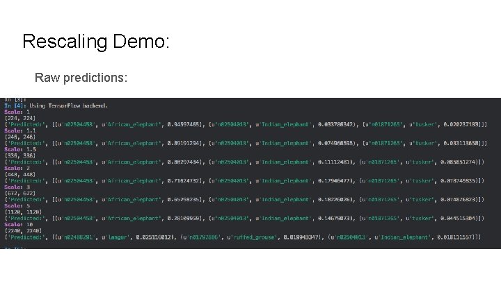 Rescaling Demo: Raw predictions: 