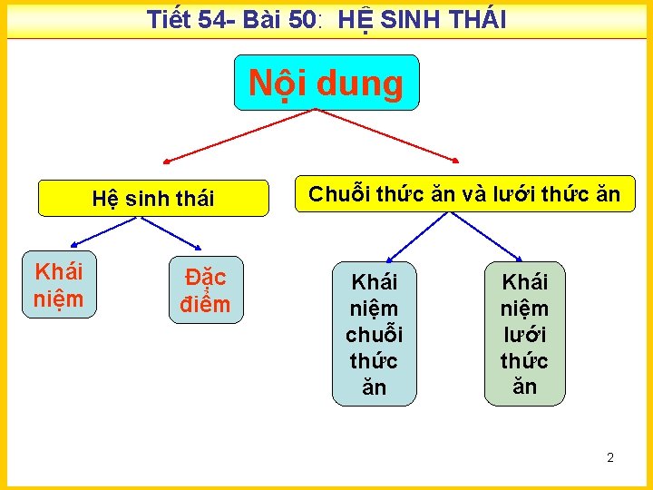 Tiết 54 - Bài 50: HỆ SINH THÁI Nội dung Hệ sinh thái Khái