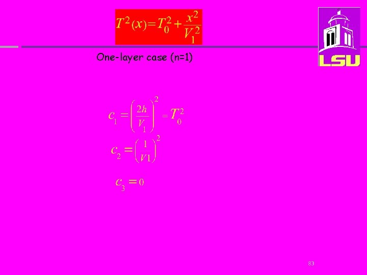 One-layer case (n=1) 83 