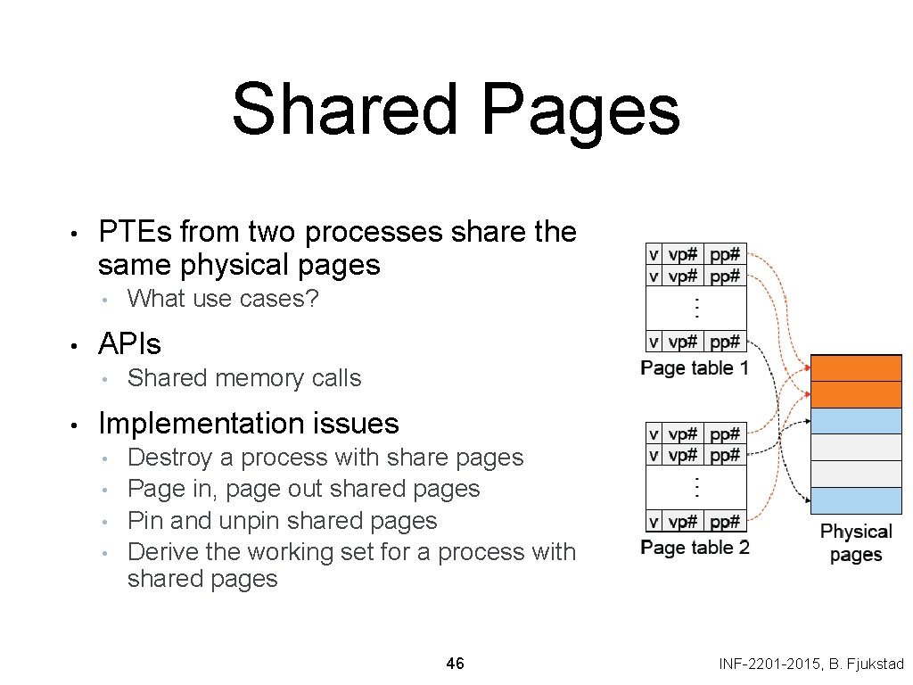 Shared Pages • PTEs from two processes share the same physical pages • •
