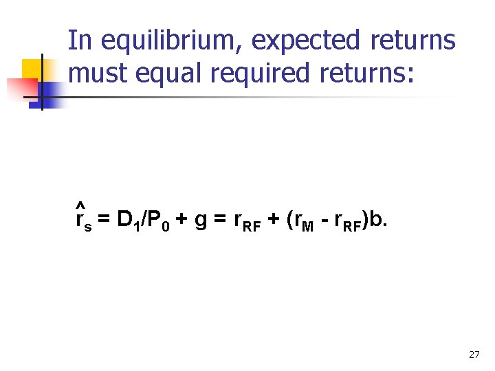 In equilibrium, expected returns must equal required returns: ^ rs = D 1/P 0