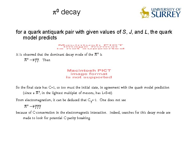  0 decay for a quark antiquark pair with given values of S, J,