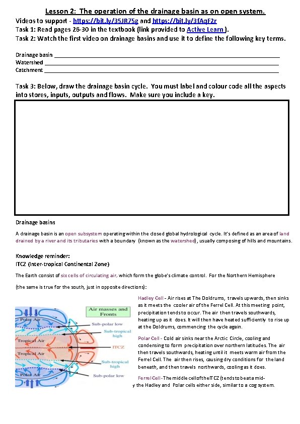 Lesson 2: The operation of the drainage basin as on open system. Videos to