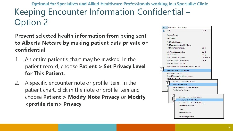 Optional for Specialists and Allied Healthcare Professionals working in a Specialist Clinic Keeping Encounter