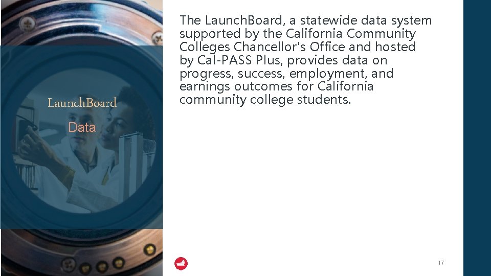 Launch. Board The Launch. Board, a statewide data system supported by the California Community