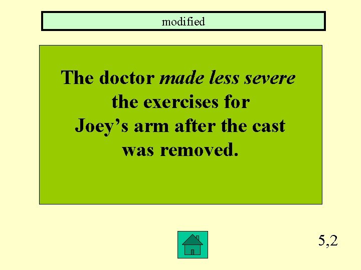 modified The doctor made less severe the exercises for Joey’s arm after the cast