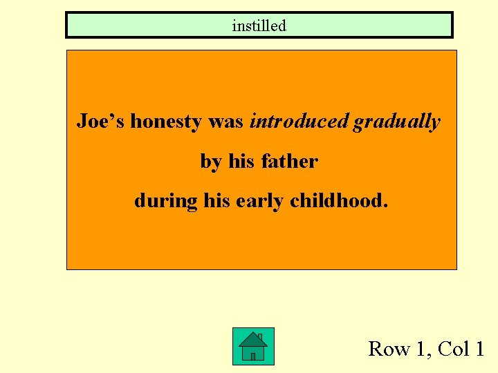 instilled Joe’s honesty was introduced gradually by his father during his early childhood. Row