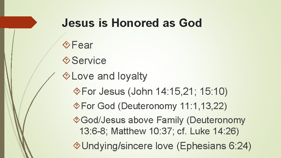 Jesus is Honored as God Fear Service Love and loyalty For Jesus (John 14: