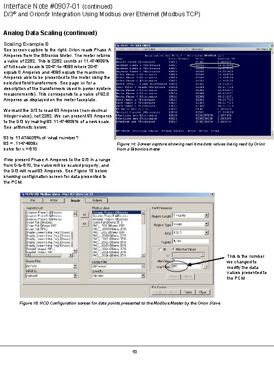 Interface Note #0907 -01 (continued) D/3® and Orion 5 r Integration Using Modbus over