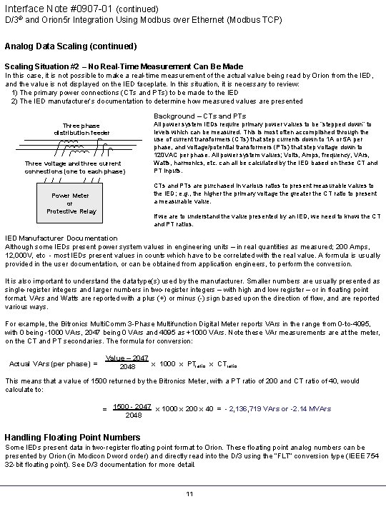 Interface Note #0907 -01 (continued) D/3® and Orion 5 r Integration Using Modbus over