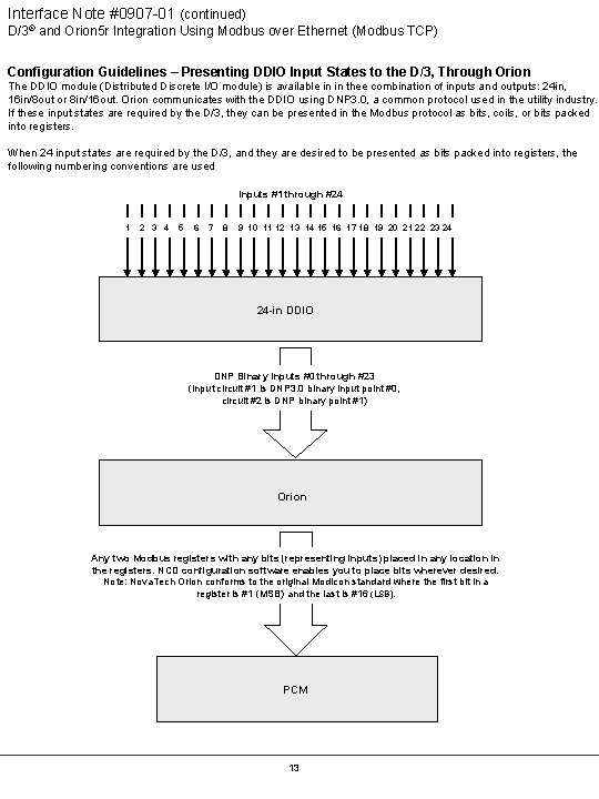 Interface Note #0907 -01 (continued) D/3® and Orion 5 r Integration Using Modbus over